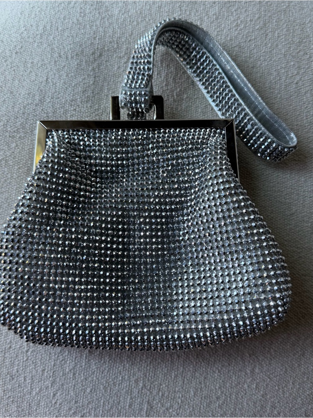 Versona Sparkly Rhinestone Clutch Evening Bag Silver Clasp Closure
